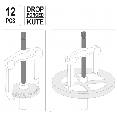 12 dalių nuėmėjų komplektas, 2 ir 3 kojų 100-200-250 mm. 3