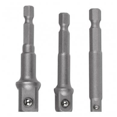 Adapterių komplektas iš 1/4"(6,3 mm) į galvutes 1/4" - 3/8" - 1/2"