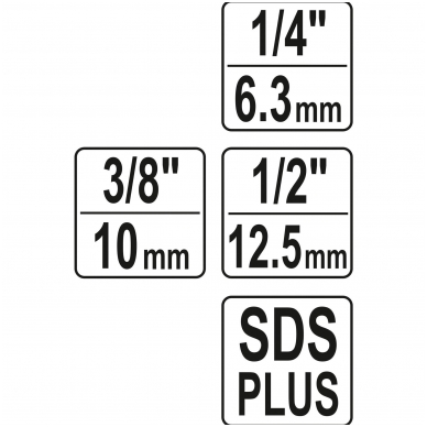 Adapterių rinkinys - SDS - išoriniai kvadratai 6,3 mm  3 vnt 4