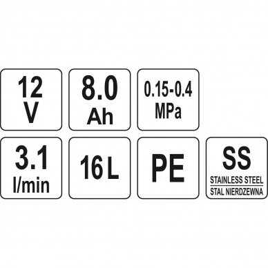 Akumuliatorinis kuprinis purkštuvas, 8Ah 12V. 16l. 4