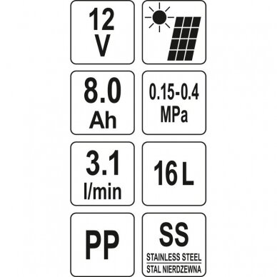 Akumuliatorinis kuprinis purkštuvas + saulės baterija 16L 4