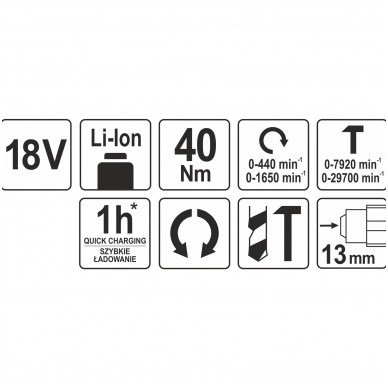 Akumuliatorinis smūginis gręžtuvas - suktukas 13 mm, 18V be akumuliatoriaus 5