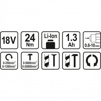 Akumuliatorinis smūginis gręžtuvas / suktukas 18V + 1 X AKUM. 1,3AH LI-ION 5