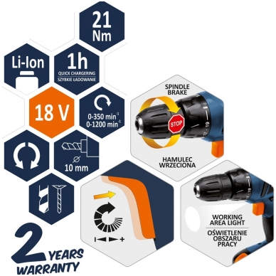 Akumuliatorinis suktukas 18 V, 2 LI- ION akumuliatoriai 8