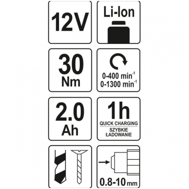 Akumuliatorinis suktukas gręžtuvas -30 Nm -12V -1X2,0AH 6