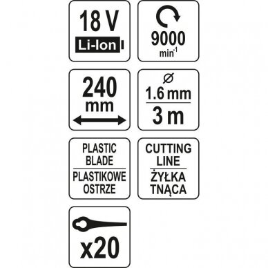 Akumuliatorinis trimeris teleskopinis 18V  2-in 1  be baterijų 8