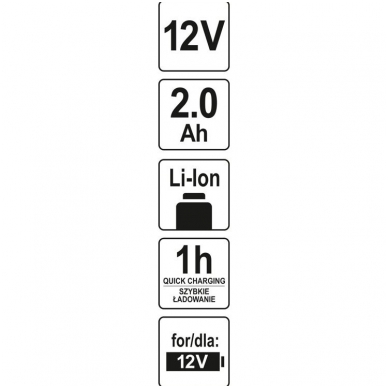 Akumuliatorius - baterija - 12V 2,0AH 60 MIN LI-ION 3