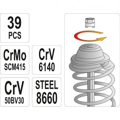 Amortizatoriaus įrankių komplektas 39vnt. 1
