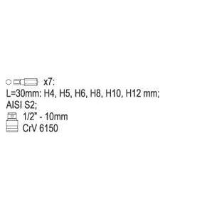 Antgalių rinkinys (3/8") storio hex šešiakampis 7vnt. 1