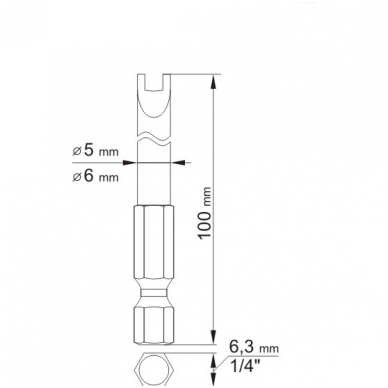 Antgaliai dviūsiai 1/4", 2vnt,  NR6 X100mm. NR10 X100mm. 3