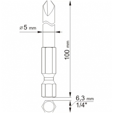 Antgaliai kryžminiai trikampiai 1/4", 2vnt,  NR1 X100mm. NR3 X100mm. 2