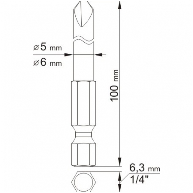 Antgaliai kryžminiai trikampiai 1/4", 2vnt,  NR2 X100mm. NR4 X100mm. 2