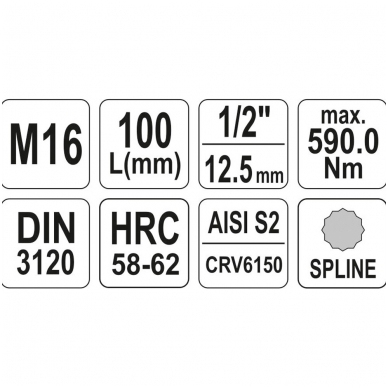 Antgalis įpresuotas į galvutę 1/2", M16 x 100mm. 1