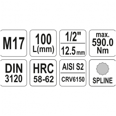 Antgalis įpresuotas į galvutę 1/2", M17 x 100mm. 1