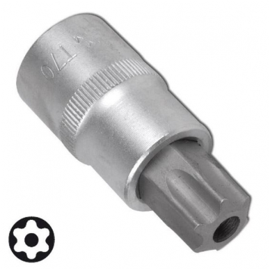 Antgalis įpresuotas į galvutę 1/2", su skyle Torx, T70