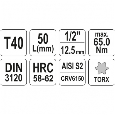 Antgalis įpresuotas į galvutę 1/2", T40 x 55mm. 2