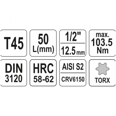 Antgalis įpresuotas į galvutę 1/2", T45 x 55mm 2