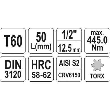 Antgalis įpresuotas į galvutę 1/2", T60 x 55 mm. 2