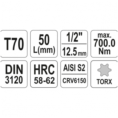 Antgalis įpresuotas į galvutę 1/2", T70 x 55 mm. 2