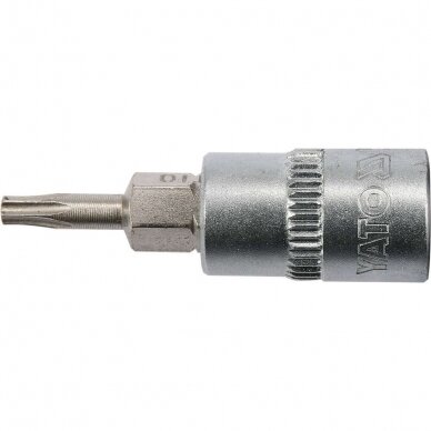 Antgalis įpresuotas į galvutę 6.3mm. (1/4") T-Star (Torx) T10 1