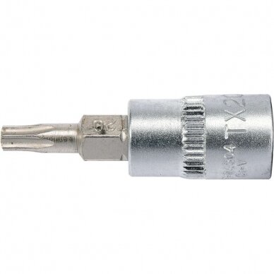 Antgalis įpresuotas į galvutę 6.3mm. (1/4") T-Star (Torx) T20 1