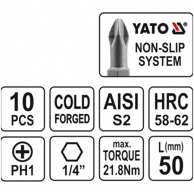 Antgalis PH1x50mm, 10vnt. 2