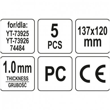 Apsauginiai stikliukai kaukėms / skydeliams YT-73925 / YT-73926 / 74484  5vnt. 2