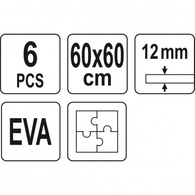 Apsauginis kilimėlis automobilių dirbtuvėms ar treniruoklių salei 6vnt.  60x60cm. 2