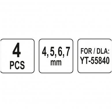 Atsarginiai antgaliai smėliapūtei YT-55840  4,5,6,7mm. 3