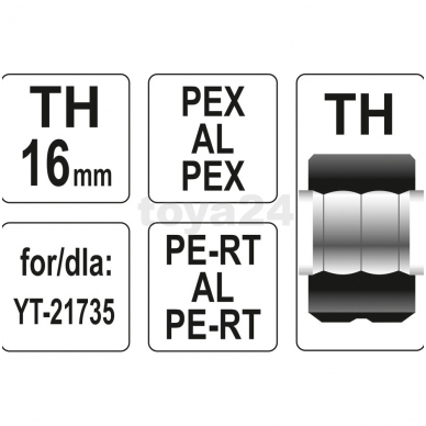 Atsarginis indėklas TH 16 mm presavimo replėms YT-21735 1