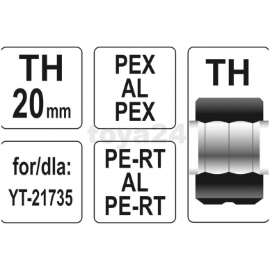 Atsarginis indėklas TH 20 mm presavimo replėms YT-21735 1