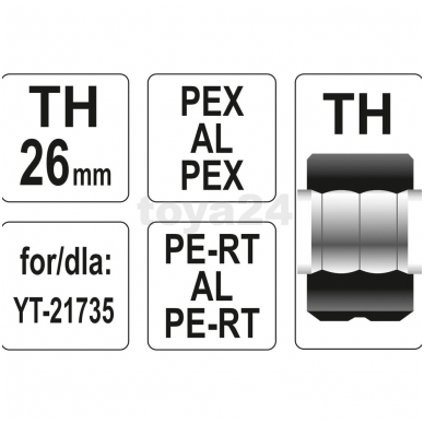 Atsarginis indėklas TH 26 mm presavimo replėms YT-21735 1