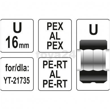 Atsarginis indėklas U 16 mm presavimo replėms YT-21735 1