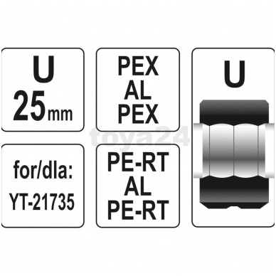 Atsarginis indėklas U 25 mm presavimo replėms YT-21735 1