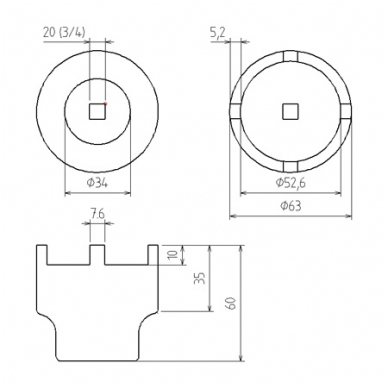 Dantyta gavutė pusašiams Mercedes M klasė, 3/4" 1