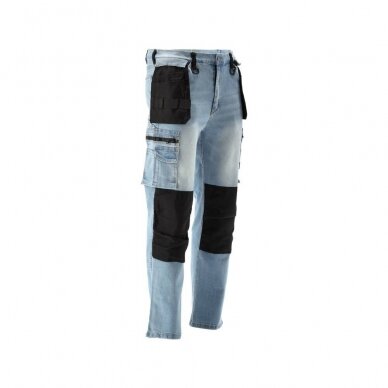 Darbinės kelnės elastiniai džinsai mėlyni 2XL dydis 1