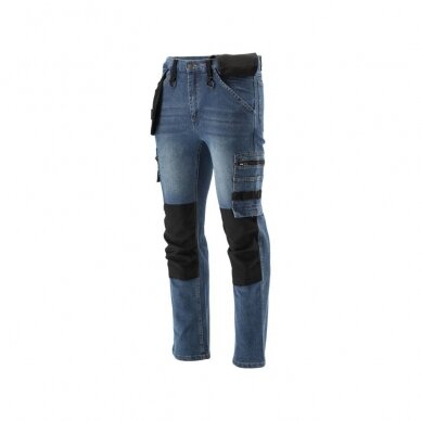 Darbinės kelnės elastiniai džinsai tamsiai mėlyni S dydis 1