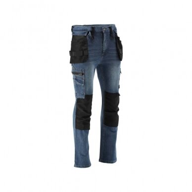 Darbinės kelnės elastiniai džinsai tamsiai mėlyni S dydis 2