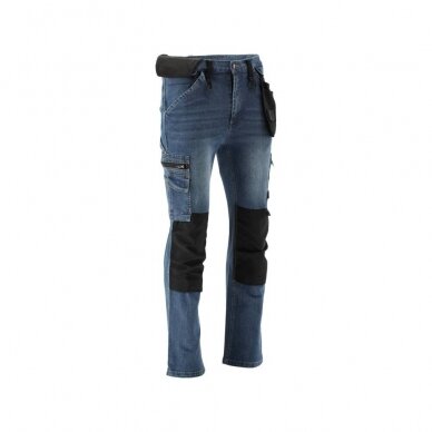 Darbinės kelnės elastiniai džinsai tamsiai mėlyni S dydis 3