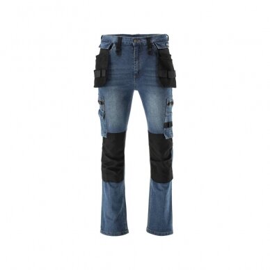 Darbinės kelnės elastiniai džinsai tamsiai mėlyni S dydis 4