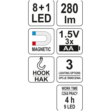 Darbo lempa COB 8+1 LED, 280 LUM 6