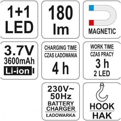 Darbo lempa COB+1Led 7