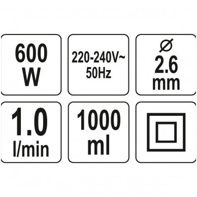 Dažymo pistoletas elektrinis 600W 1l/min. 5