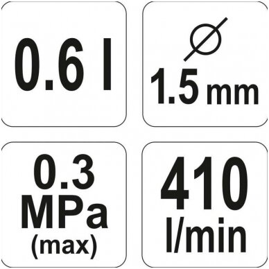 Dažymo pistoletas 600 cm³, Ø1.5mm. 3