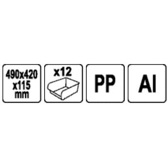 Dėžutė smulkiems daiktams 490 X 420 X 115mm. 12 dėžučių 7