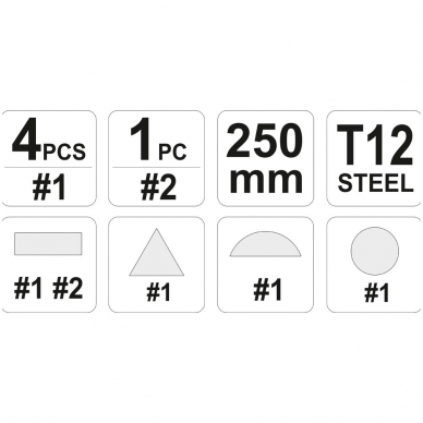 Dildės metalui #1 #2, 5 vnt 2