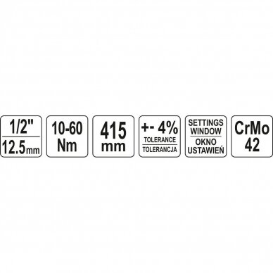 Dinamometrinis raktas su skale (1/2") 10 - 60Nm. 4