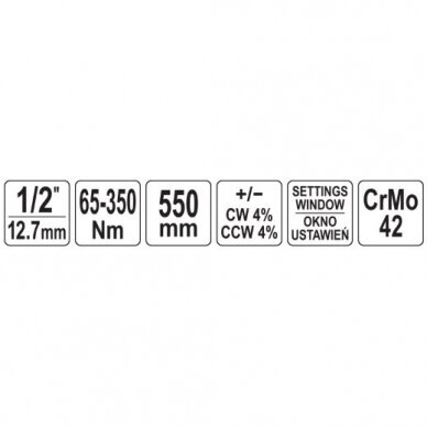 Dinamometrinis raktas su skale 12,5mm. (1/2") 65 - 350Nm. 4