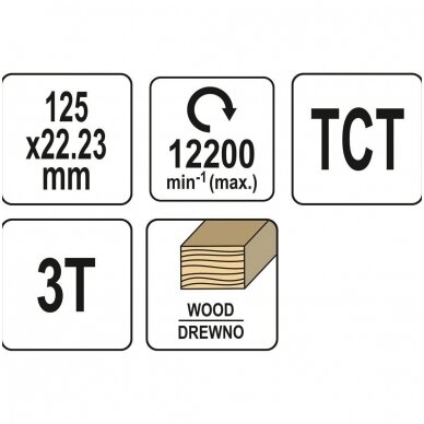 Diskas medžiui 125mm.  / 22 / 3T 1