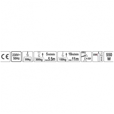 Elektrinė kėlimo gervė 550W, 300kg. 1